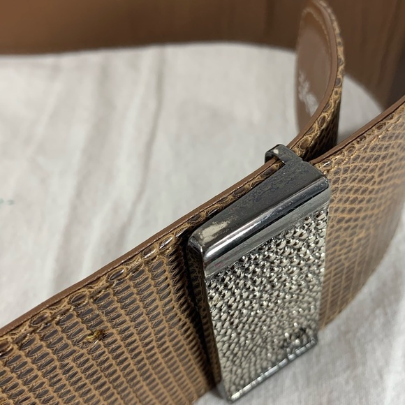 GUCCI Wide Brown Lizard and Leather Belt 70-28 main image 6